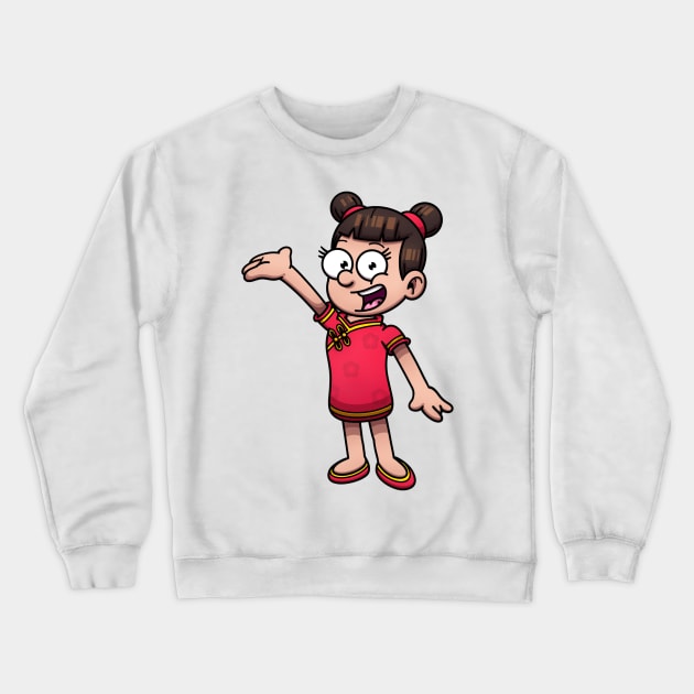 Chinese Girl Wearing Traditional Clothes Crewneck Sweatshirt by TheMaskedTooner
